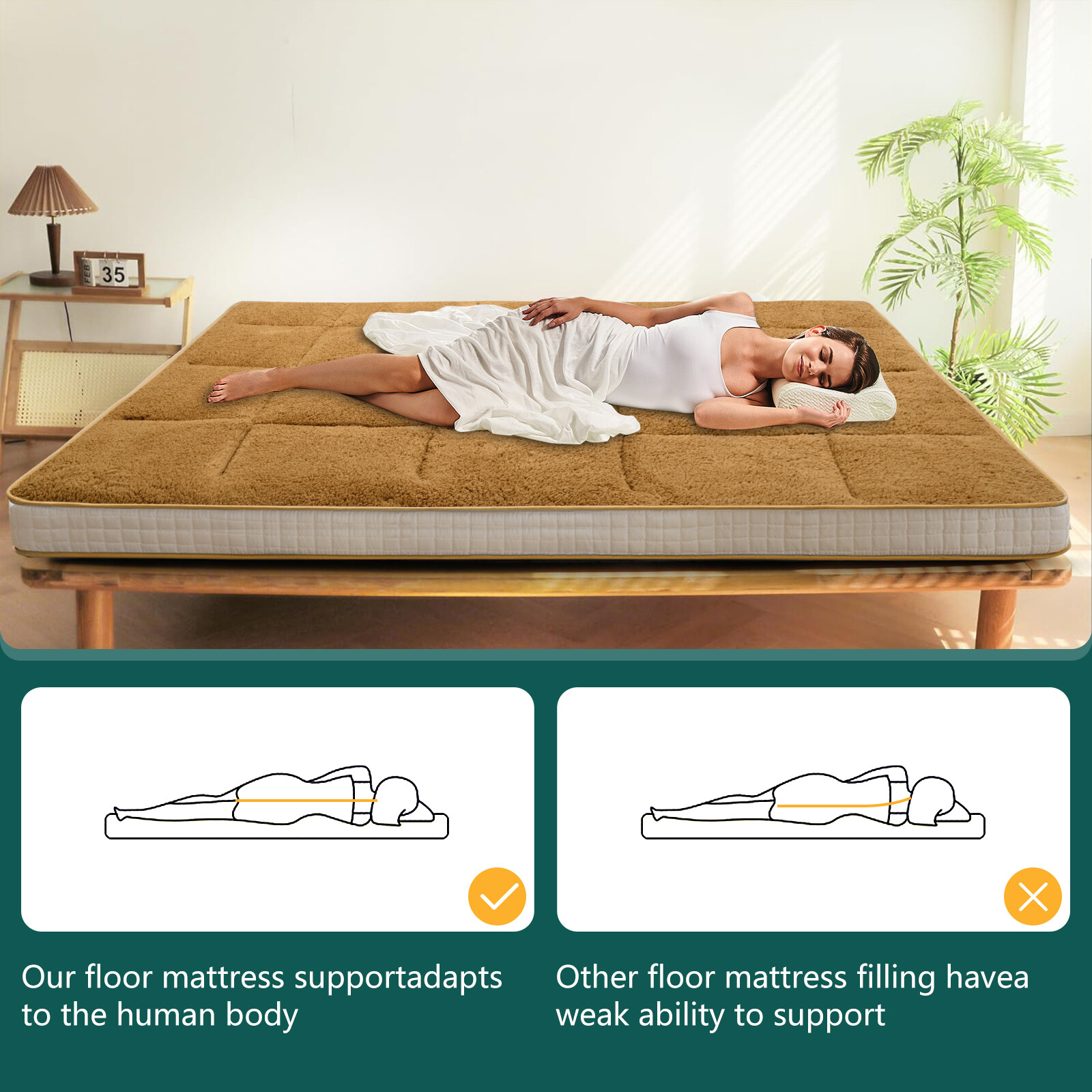 NAIZEA Japanese Floor Mattress Futon Mattress Dual Use Design Mattress 4 Colors