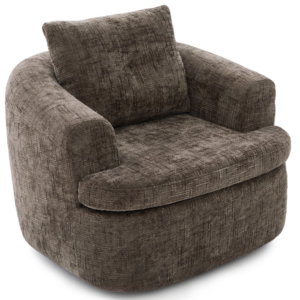 36.6 in Swivel Round Chair with Duallayer Cushion Design for Living Room Bedroom