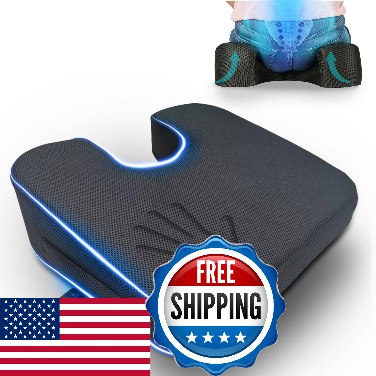 YogiBum Patented Cushion Extra Large Tailbone Gap Small Size 100-190 lbs Relief