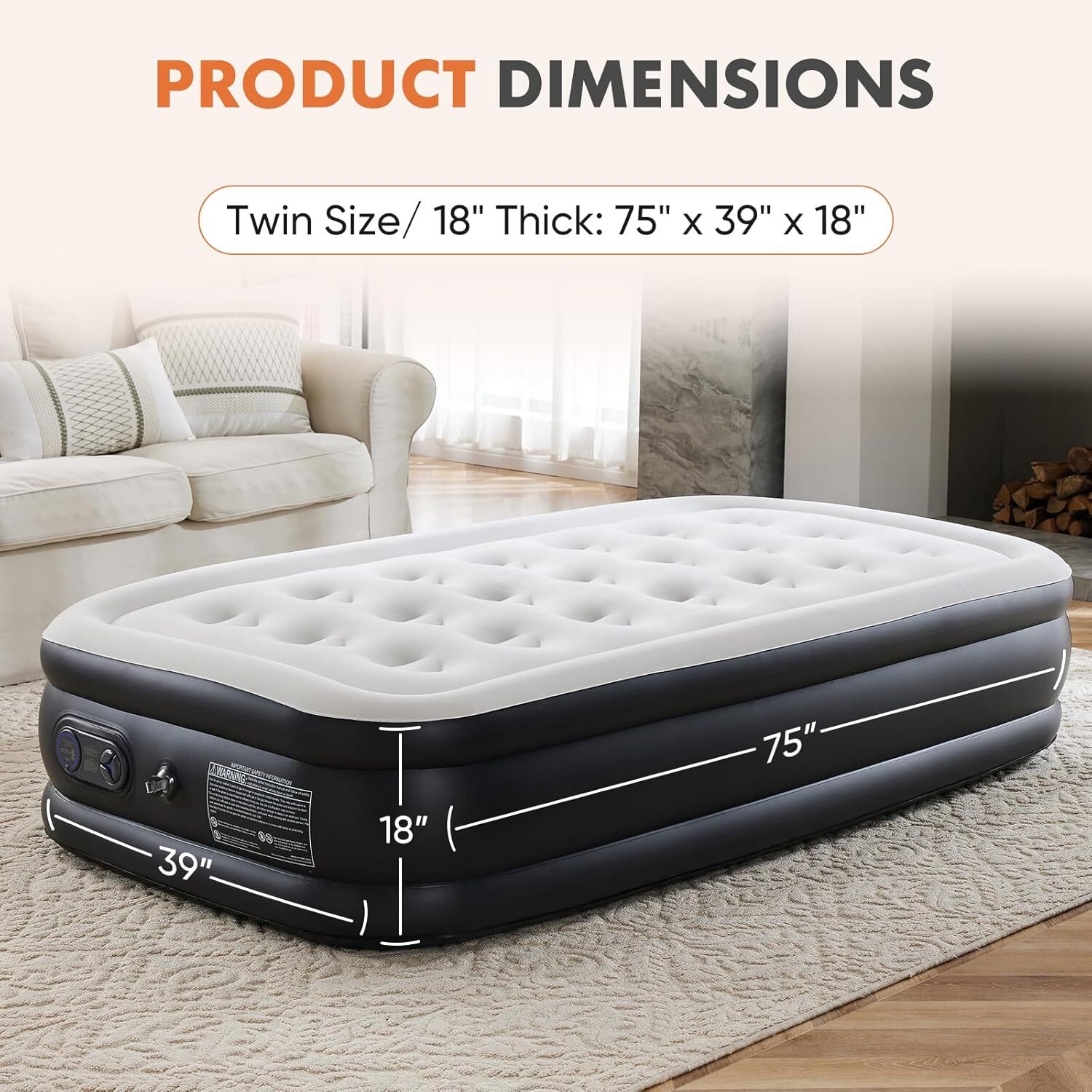 16″ 18″ Twin Queen Air Blow Up Inflatable Mattress Airbed with Built-in Pump