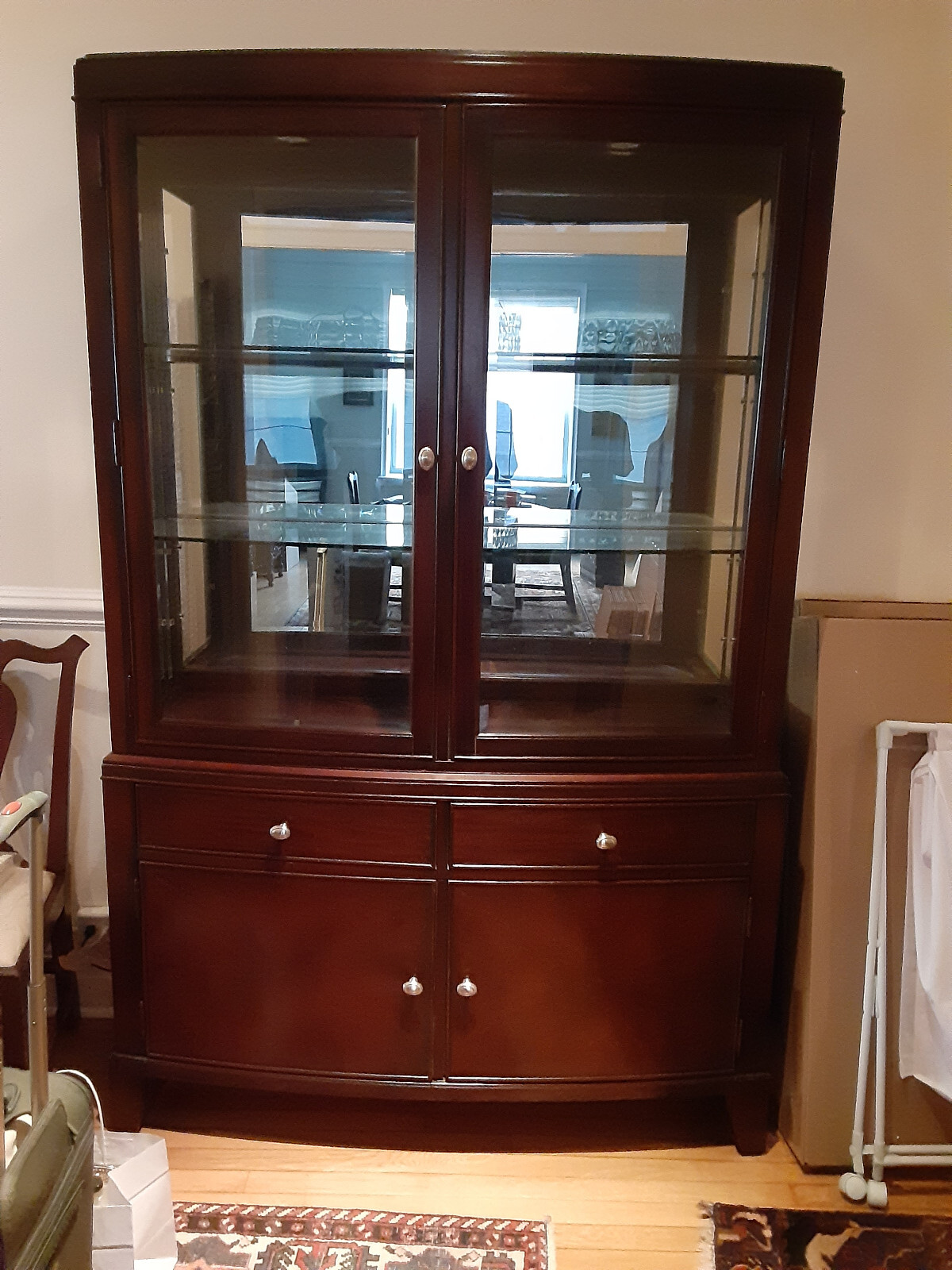 Lighted Bow Front Display Cabinet