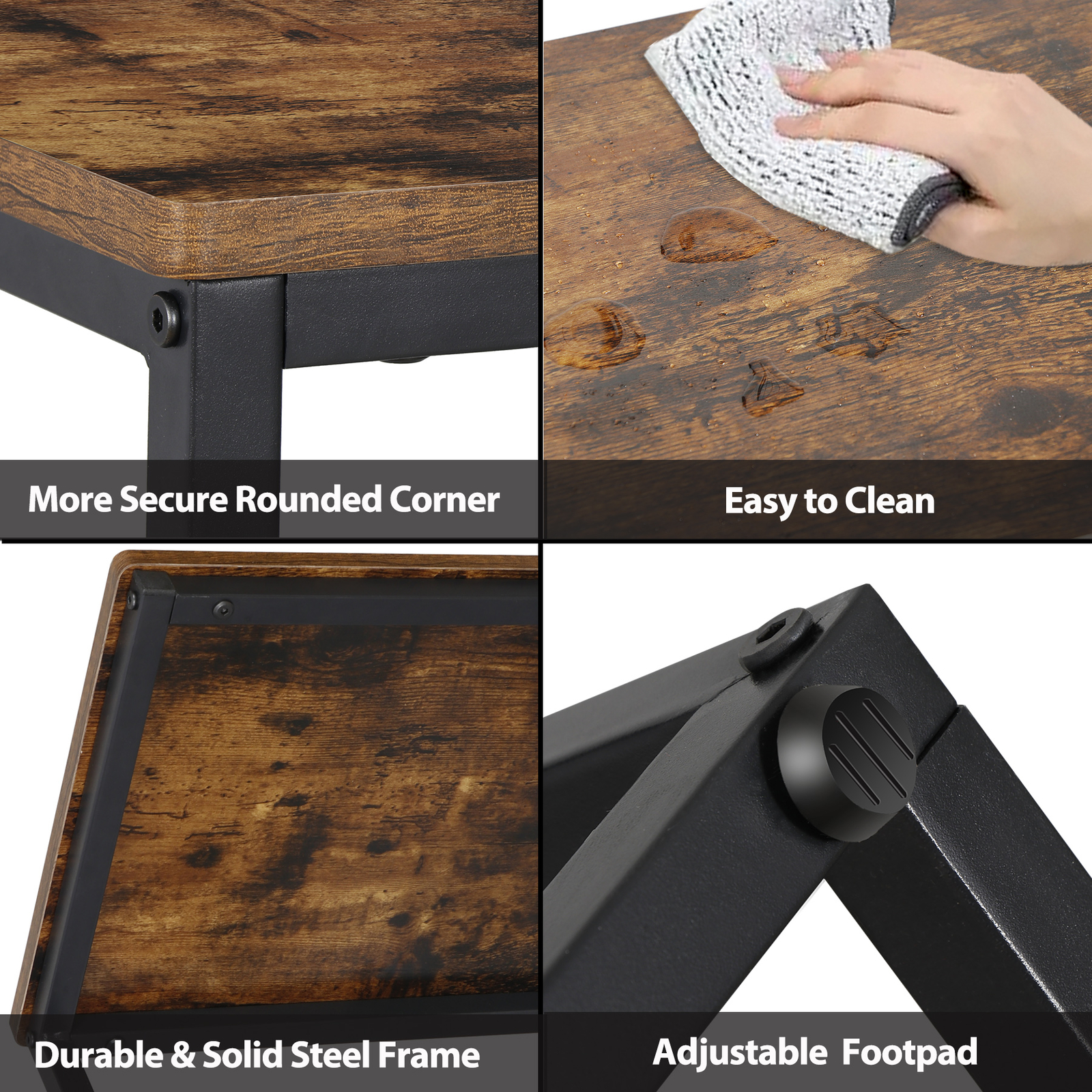C Shaped End Table Side Table for Couch Bed Chair Living Room Bedroom Laptop