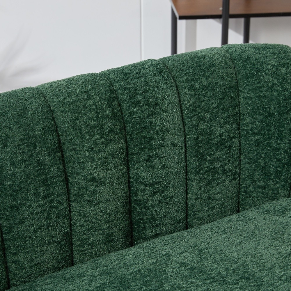 Green 50.2”Wide Upholstered Chenille Mini Loveseat Accent Couch with Metal Legs