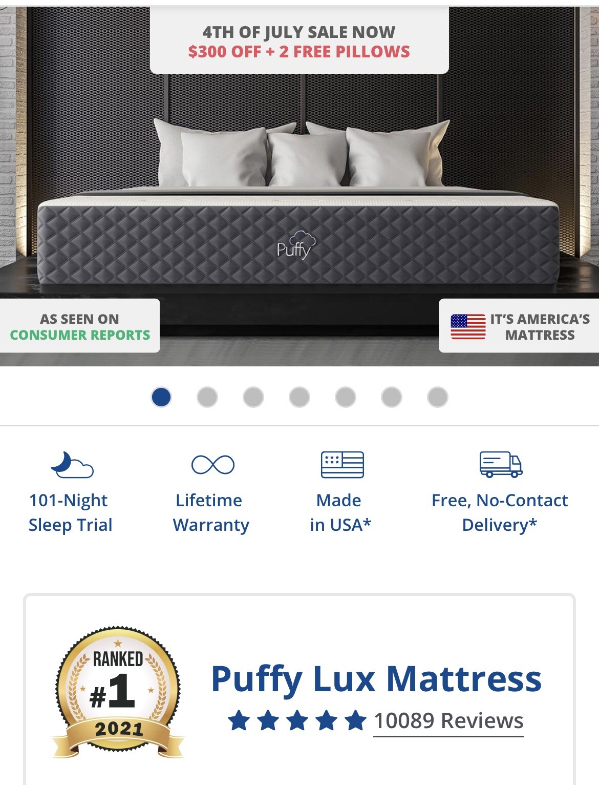 Puffy Lux – King Size Memory Foam Mattress
