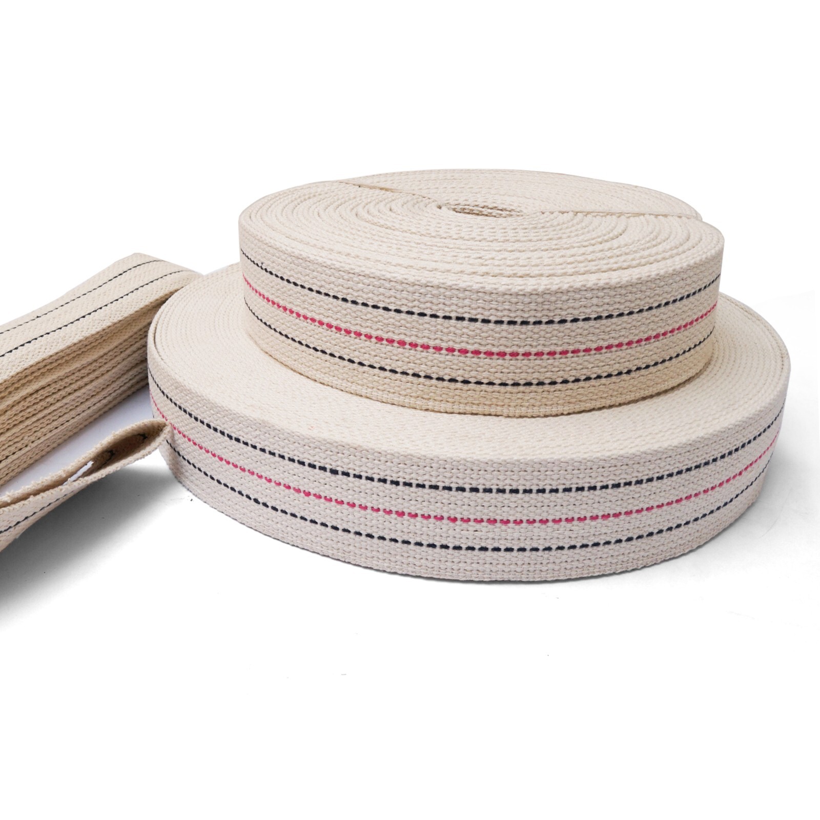 100% Cotton Furniture Webbing Strap Heavy Duty with 2 and 3 line pattern