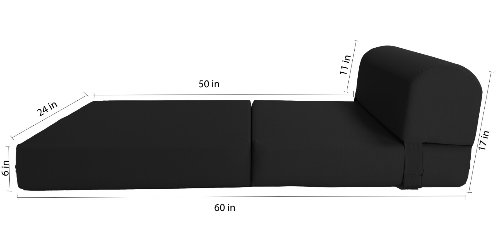 Sleeper Chair Folding Foam Beds, Flip Bed Sit Sleep 6 x 24 x 70 Black
