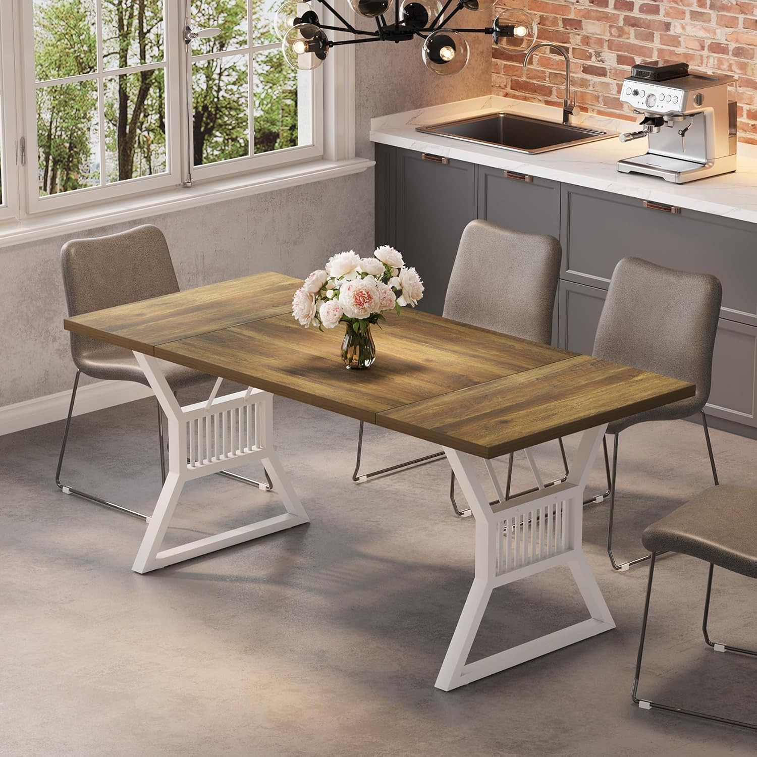 70.8in Rectangular Dining Table for 4-6People Farmhouse Kitchen Table (No chair)