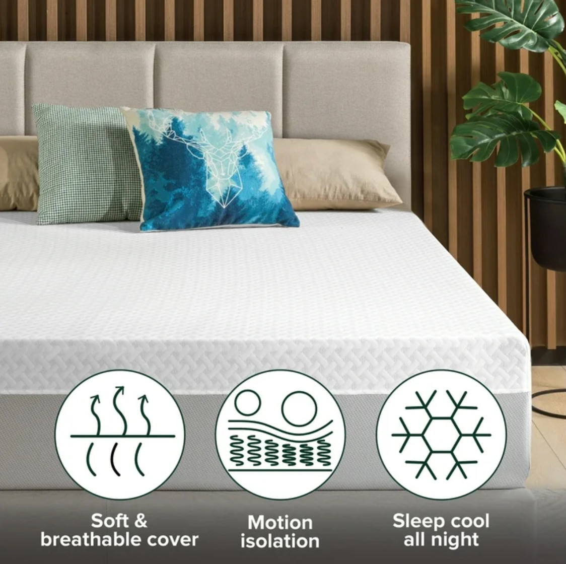 10″ Colchones King Size Espuma 10 Pulgadas Memory Foam Mattress Hybrid Spring