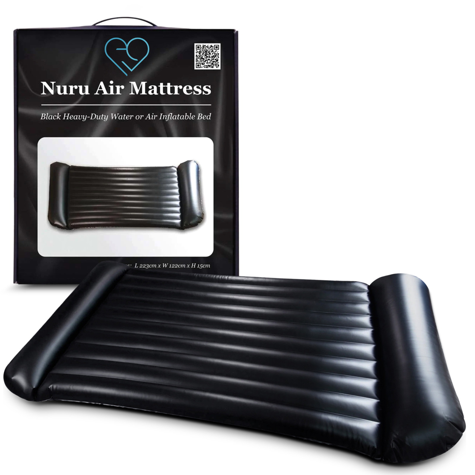Nuru Inflatable Massage Air Mattress 223 x 122 x 15cm Black