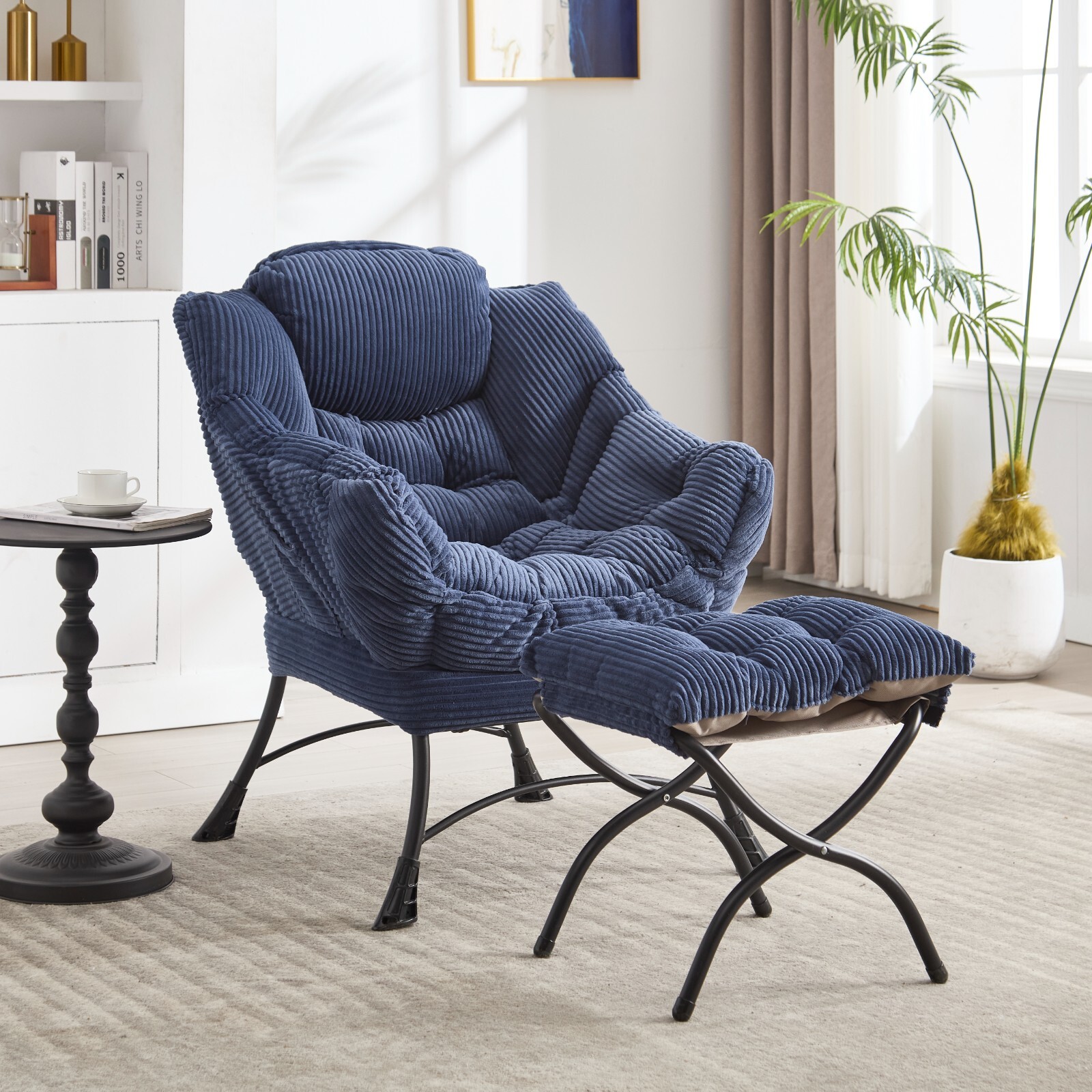 Lazy Accent Armchair Chair w/ Ottoman Lounge Comfy Chair Armrest Side Pocket
