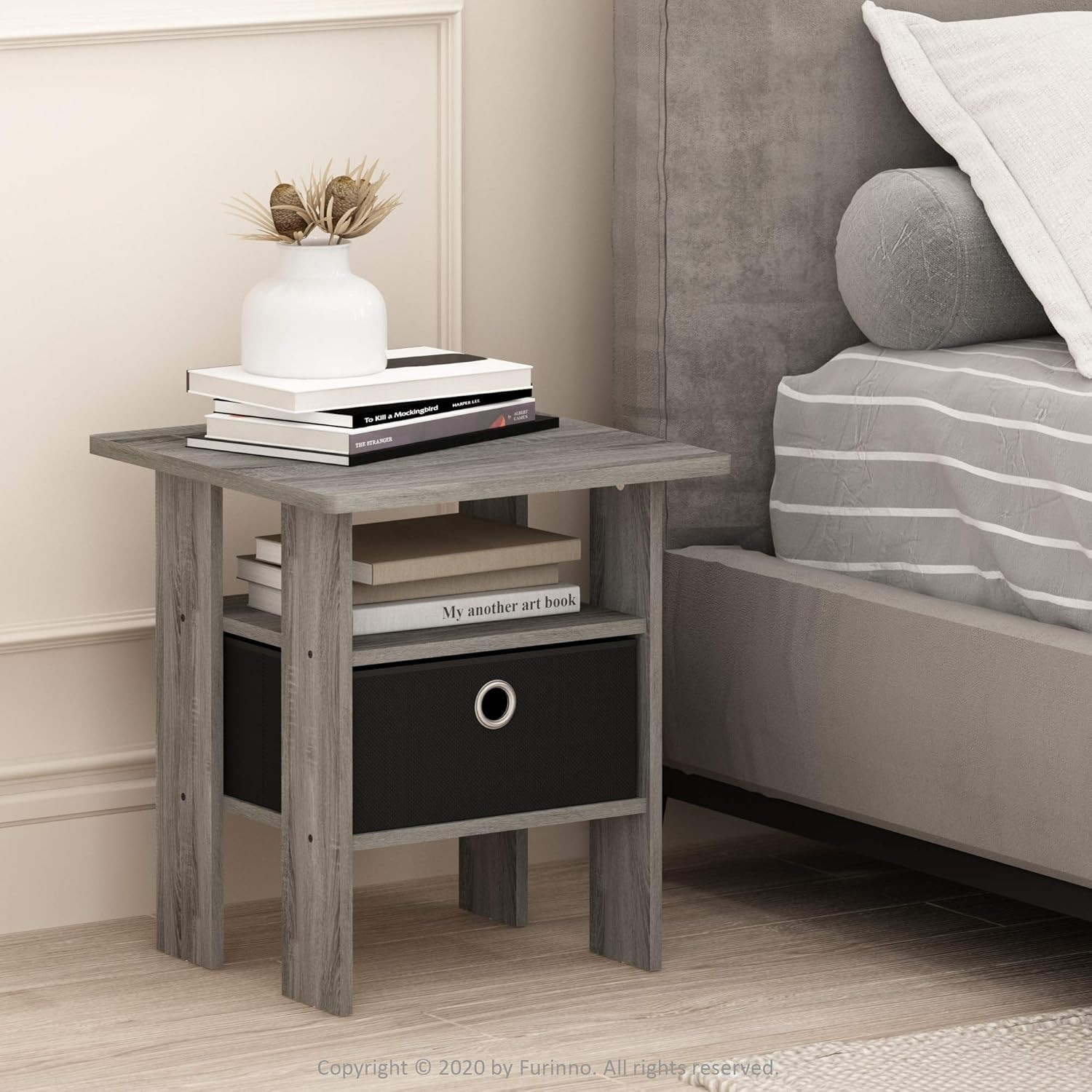 Andrey End Table / Side Table / Night Stand / Bedside Table with Bin Drawer