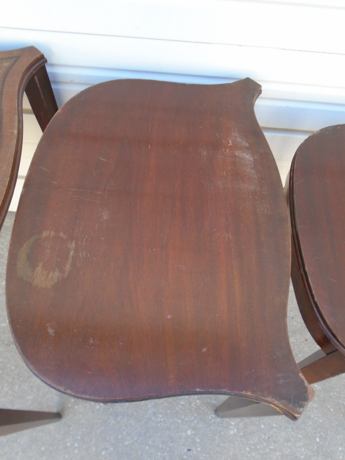 3 Nesting End Tables French Country Regency Side Louis XVI Leather Mahogany TLC