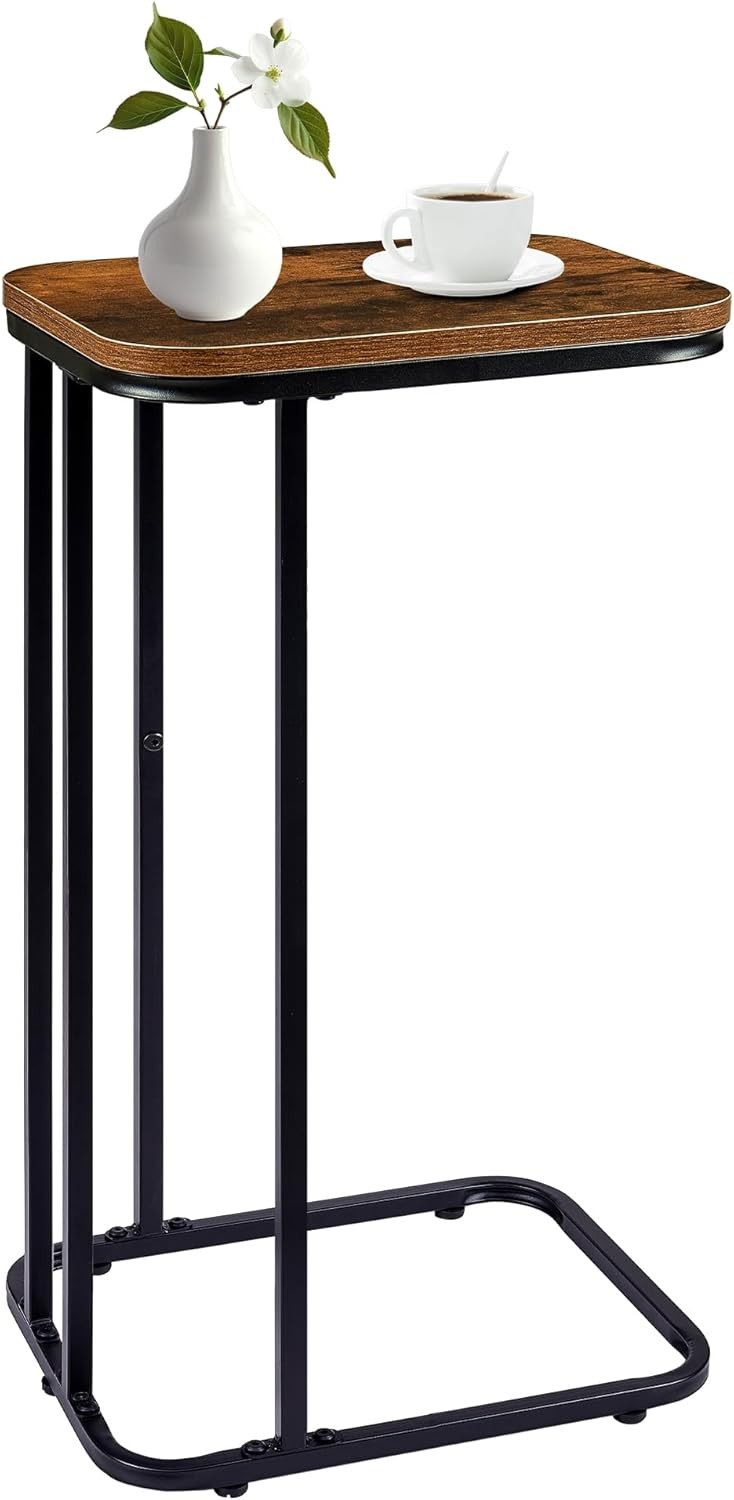 C Shaped End Table 27 Inches High Small Side Table Sofa & Bed Couch Table Slides
