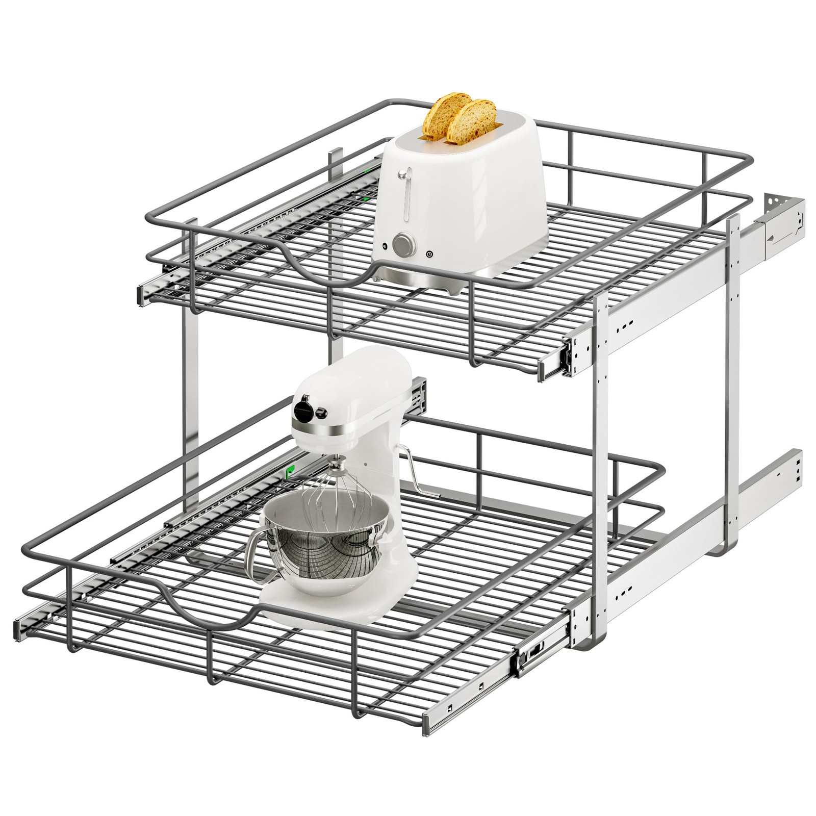 Sylunawyn 2 Tier Pull Out Cabinet Organizer – 20″ W x W x 22″ D, 2-Tier