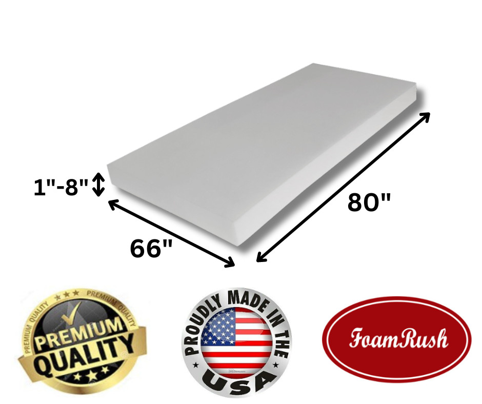 FoamRush 66″ x 80” Olympic Queen Size Mattress High Density Upholstery Foam USA