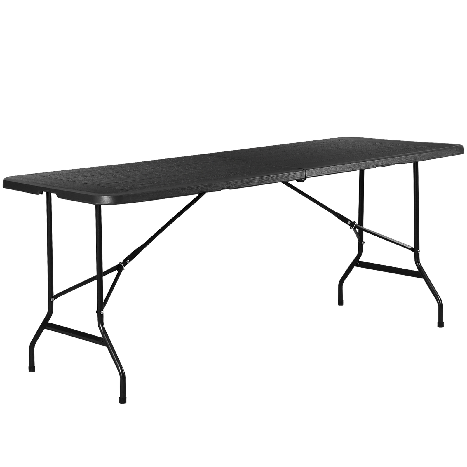 6Ft Folding Table Black Plastic Camping Picnic Table for Garden Backyard Kitchen