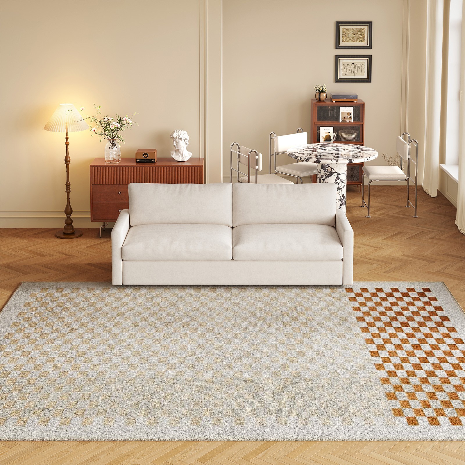 Polyester Loveseat Sofa,2 Seater Sofa With 2 Pillows,Sofa Couch For Living Room