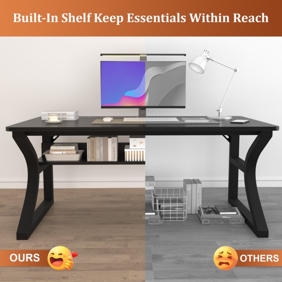 55 Inch Computer Desk Home Office Desk Study Executive Desk for Writing Work