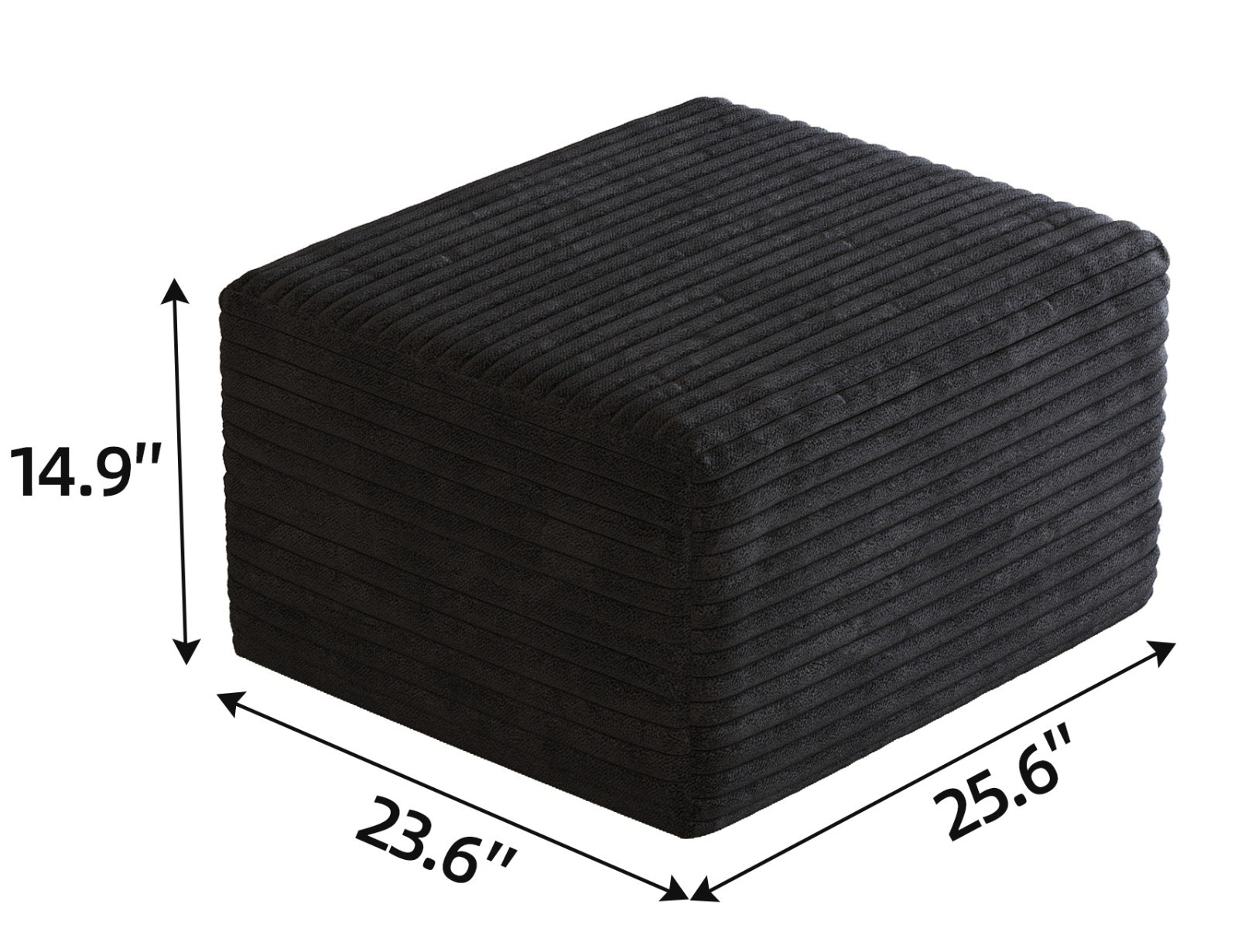 25.6″ Corduroy Ottoman Footrest Plush Memory Foam Sofa in a Box No Assembly