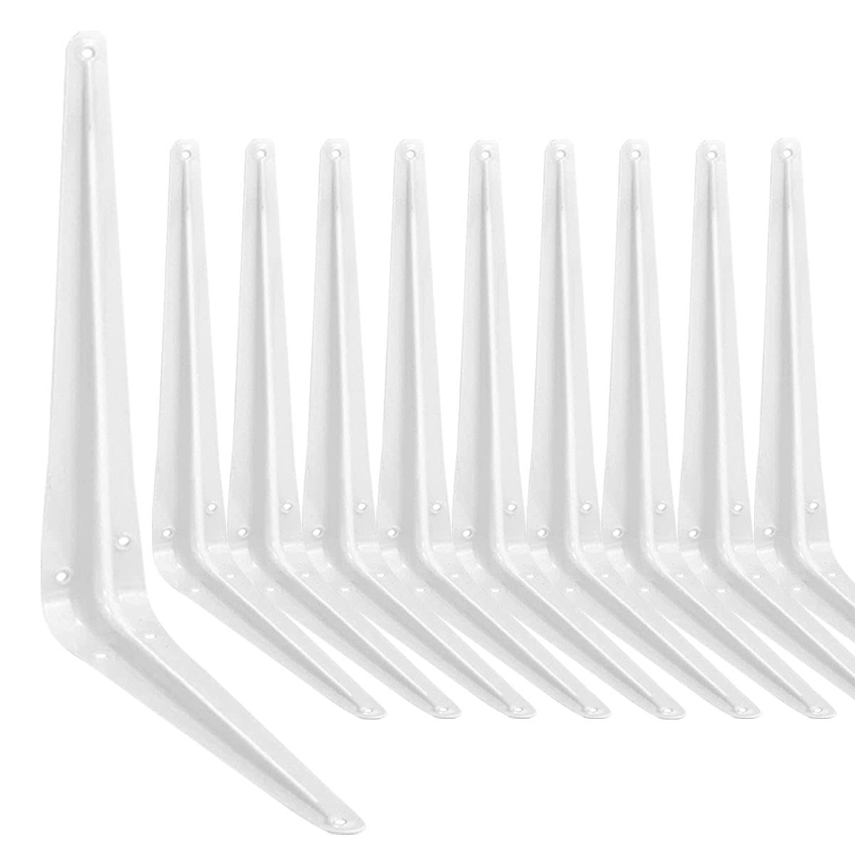Shelf Bracket 12×10 In, 10 PCS White Shelving Brackets, L Brackets for Shelves