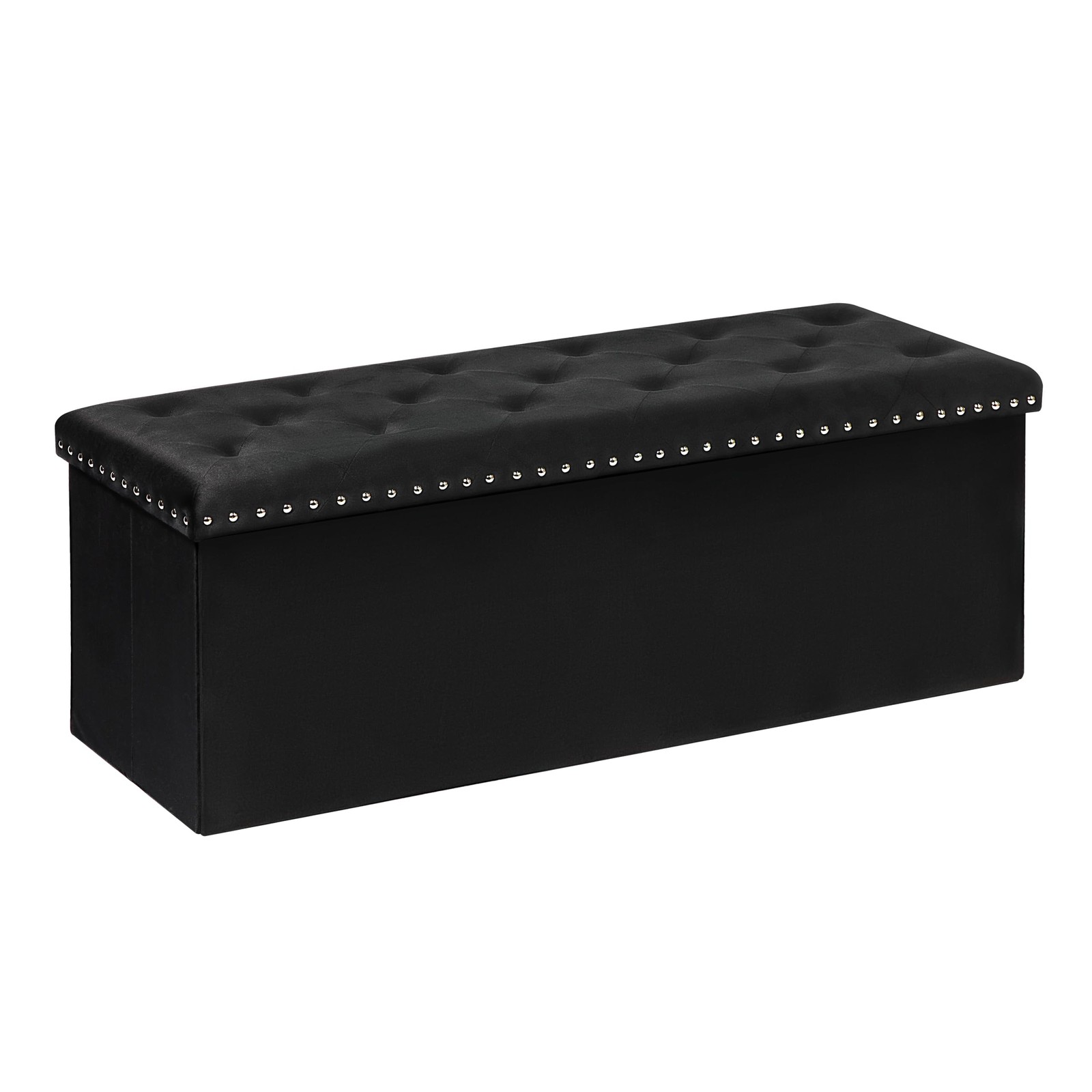 B FSOBEIIALEO Storage Ottoman Bench, Folding 43.3×15.7×15.7 inches, Black