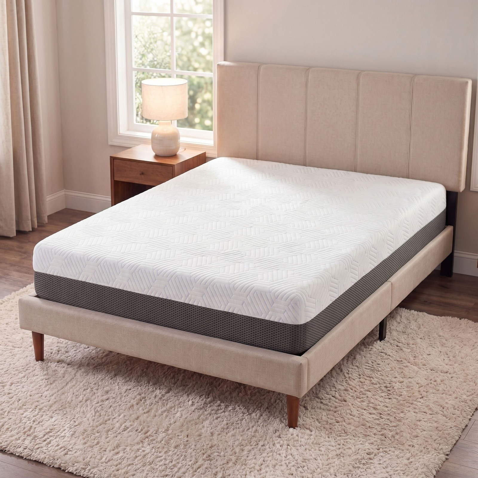 8″ Queen Firm Gel Memory Foam Mattress with Cooling Cover
