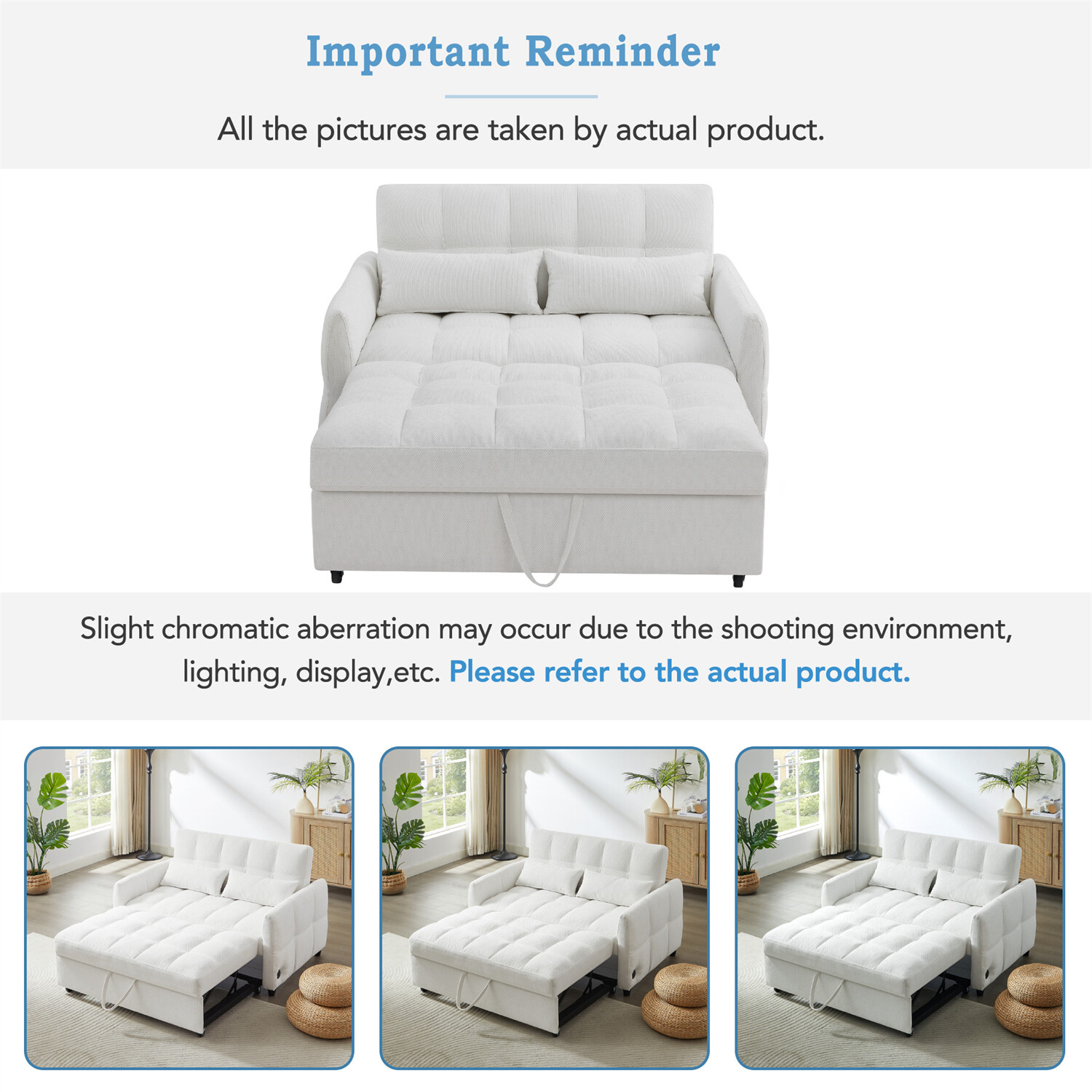 52.8” Convertible Sleeper Sofa Bed Loveseat Sofa 2 Seater Couch w/ Pull Out Bed