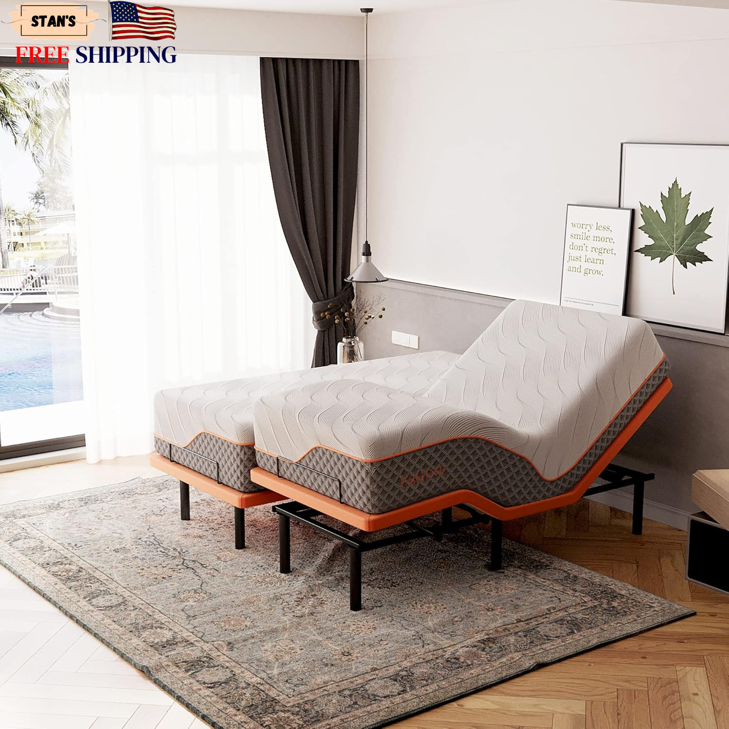 Split King Adjustable Bed Frame with Mattress – 14” Luxury Hybrid Mattress Smart