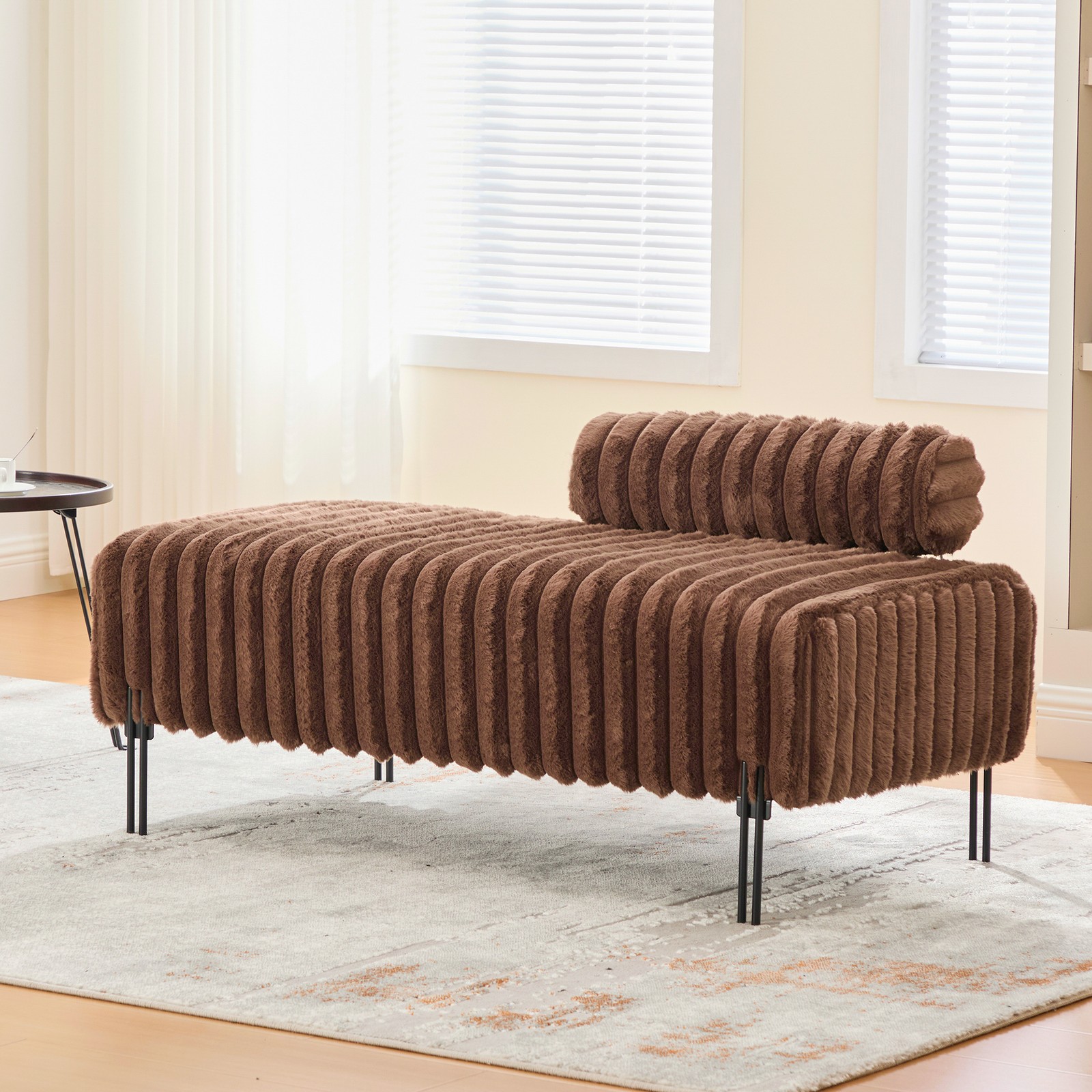 49.6″ Wide Upholstered Mini Loveseat with Metal Legs, 2-Seater Small Sofa End of