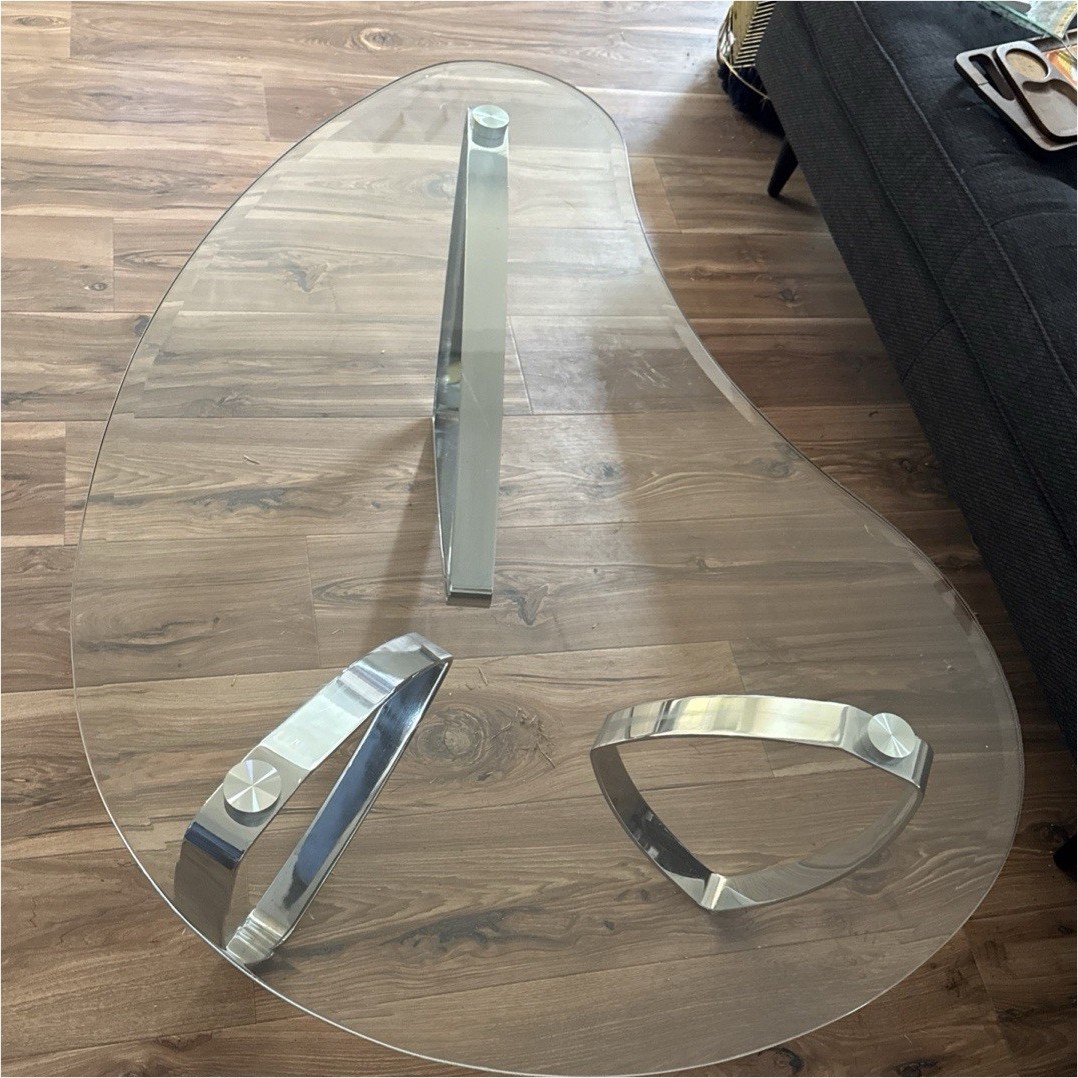 Magnussen Home Furniture Mid-Century Free Form Clear Glass Coffee Table 48×33
