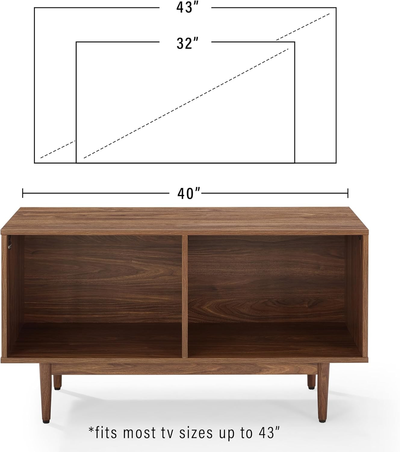 Liam Medium Vinyl Record Storage TV Stand and Entertainment Center, Media Consol