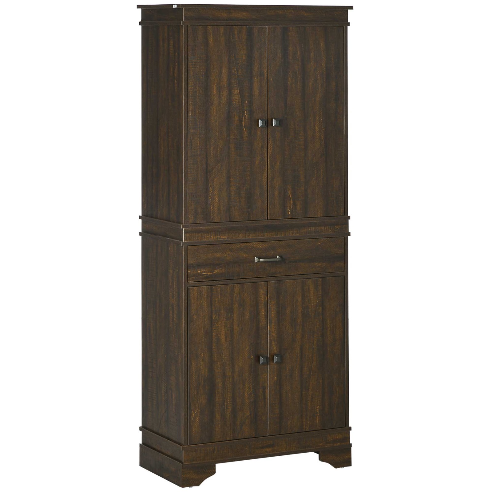 HOMCOM 72″ 4-Door Kitchen Pantry with Drawer and 3 Shelves Walnut Refurbished