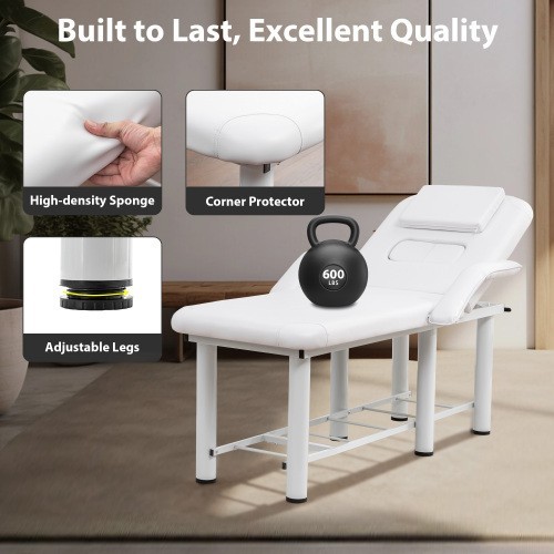 Professional Beauty Bed with Removable Headrest Breast Cushions, Armrests and