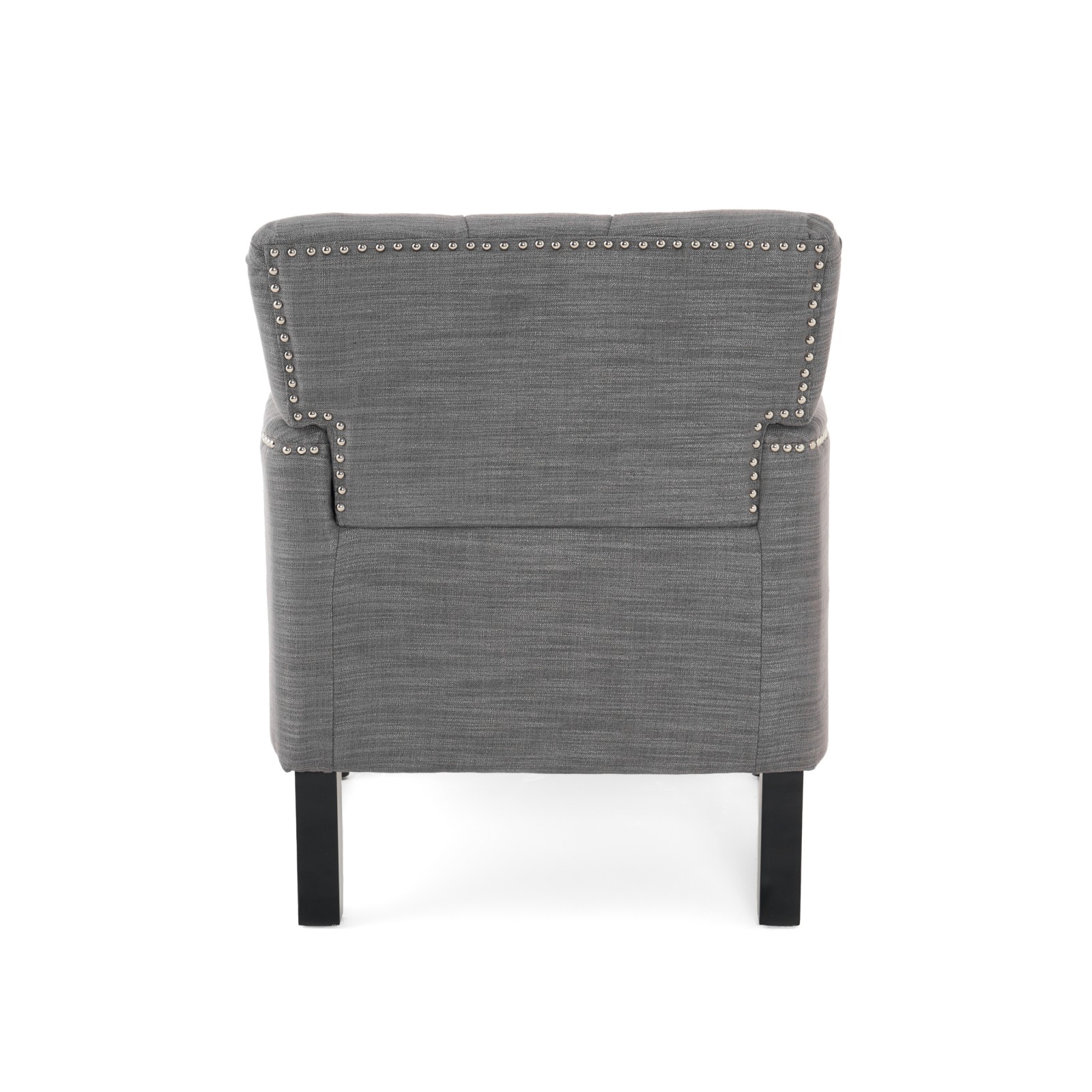 Tufted Club Chair with Nailhead Trim & Birch Legs, Charcoal