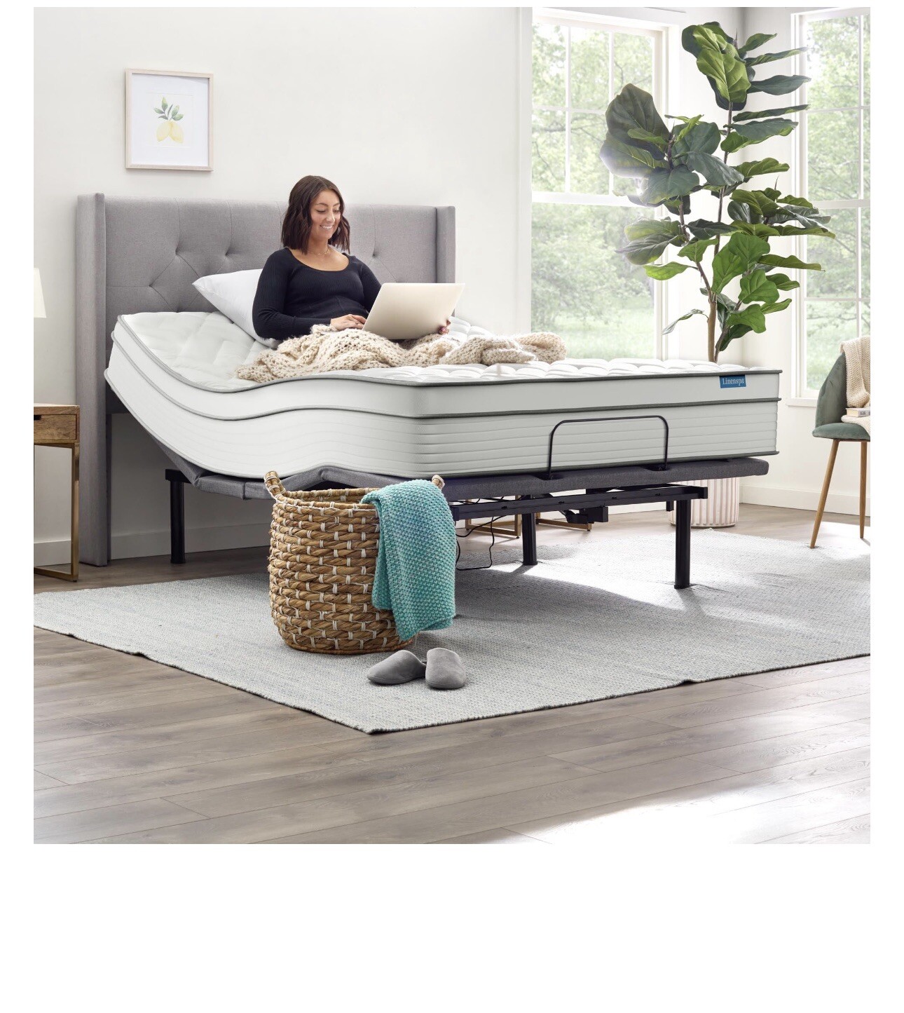 Crown Mark Upholstered Panel Bed, King – Black