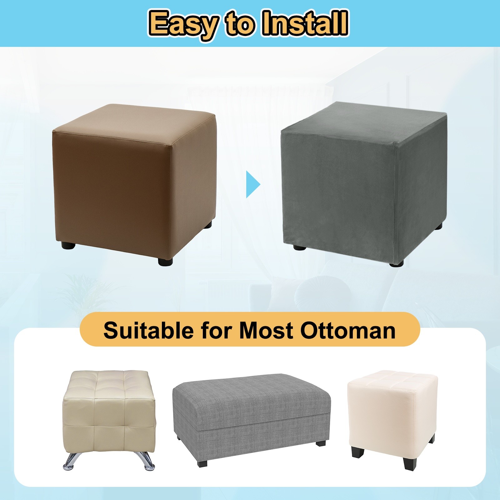 Extendable Stool Cover 32.68″-39.76″, M-Large, Grey