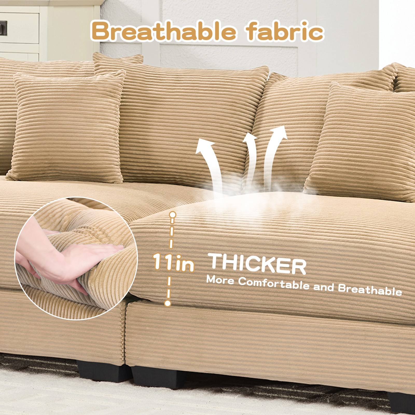 Oversized Living Room Cloud Modular Sectional Couch Ergonomic Chaise Lounge Seat