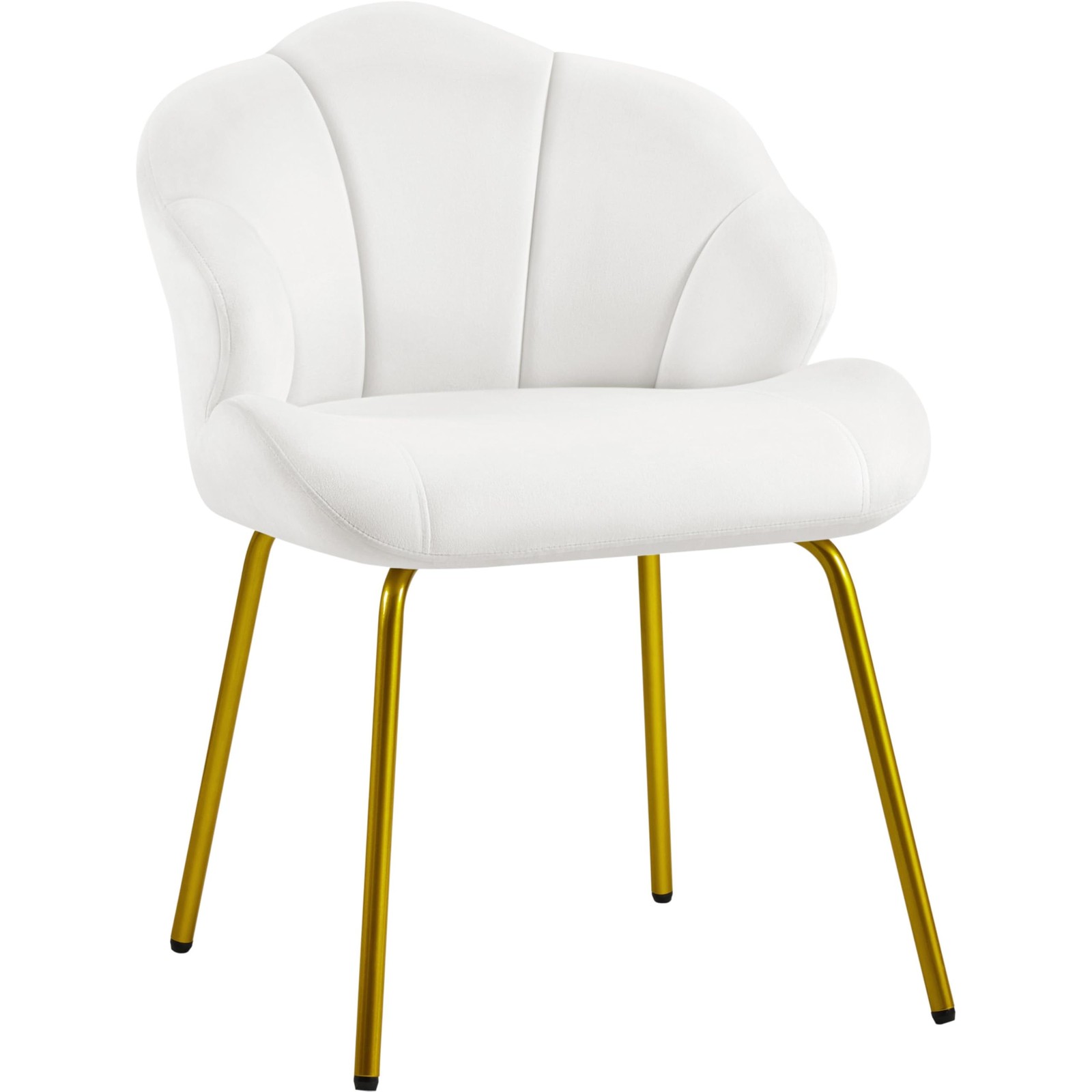 Vanity Chair, Velvet Accent Chair w/Shell-Shaped Backrest, Modern Armchair,White