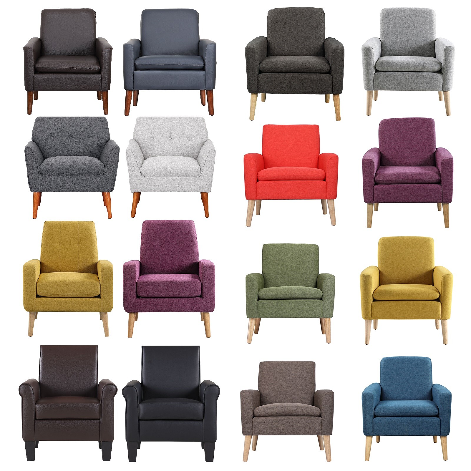 Accent Single Sofa Upholstered Fabric Chairs Arm Chair Furniture Living Room NEW