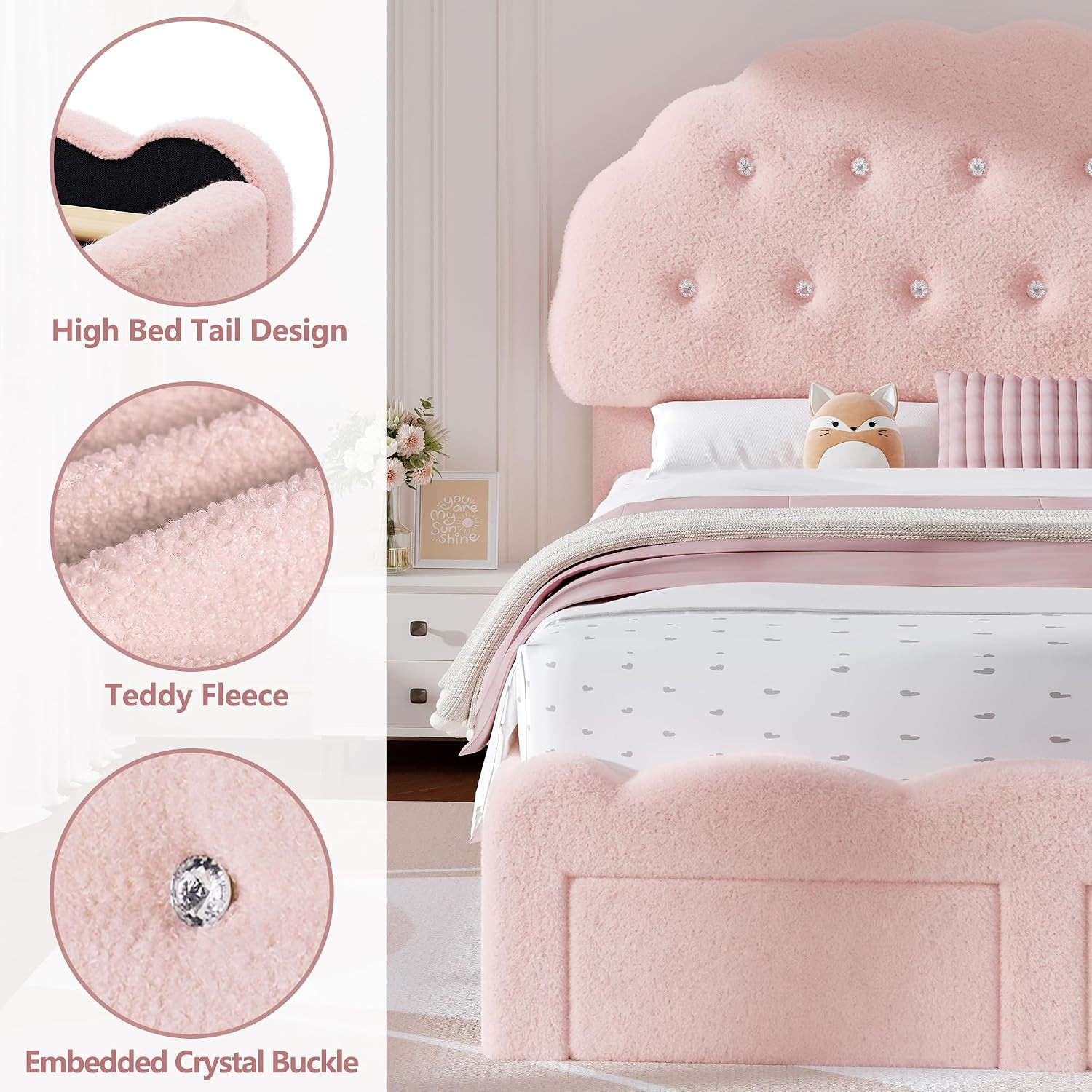 Full Bed Frame with 2 Storage Drawers, Cloud Cookie Full Size Upholstered Bed Fr