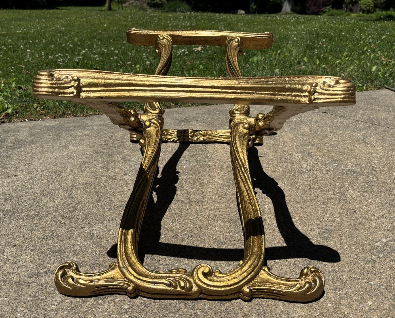 Vintage Francisco Hurtado Spanish Regency Giltwood Coffee Table X Base Stand