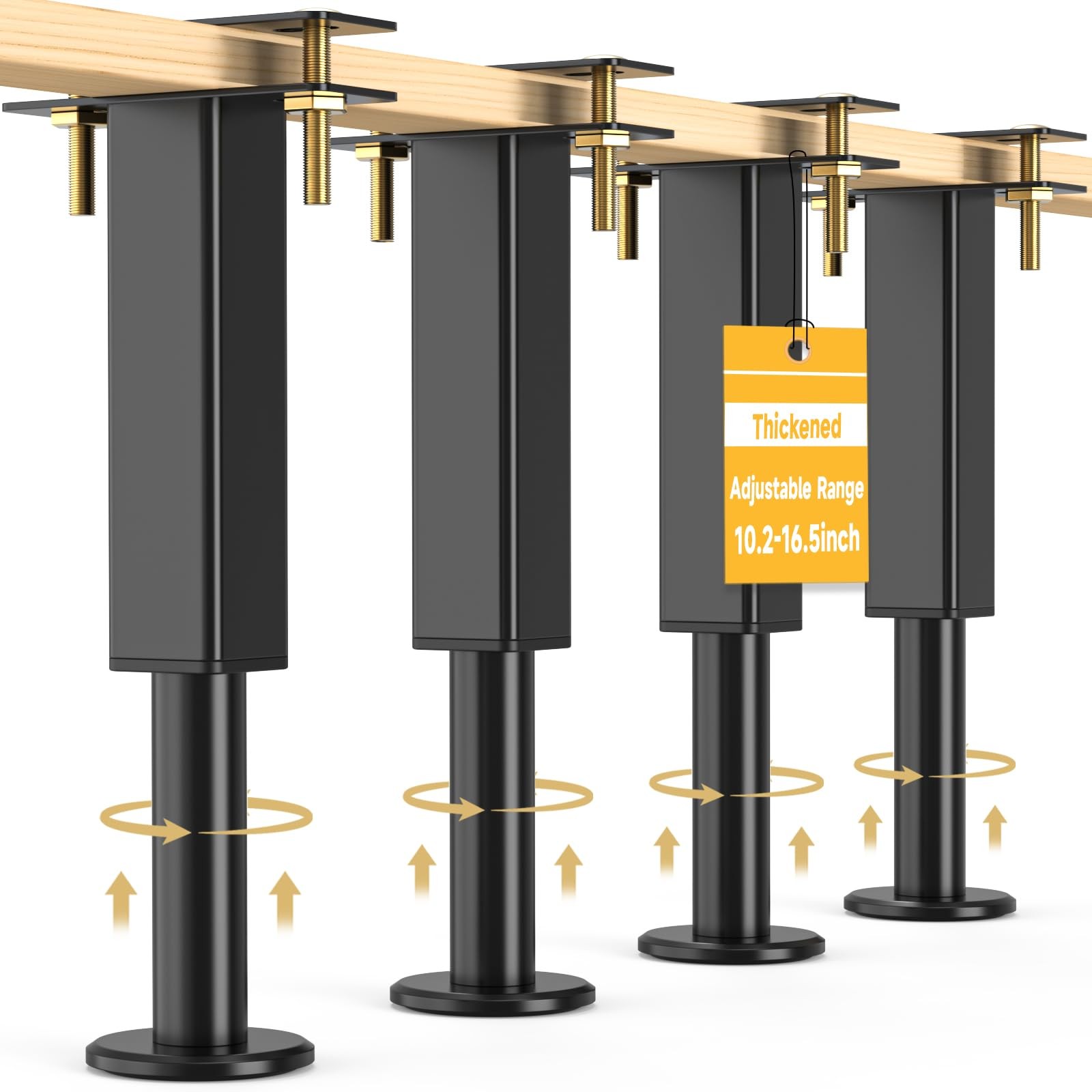 4PCS Adjustable Height Bed Support Legs, 10.2-16.5In, Metal Heavy Furniture L…