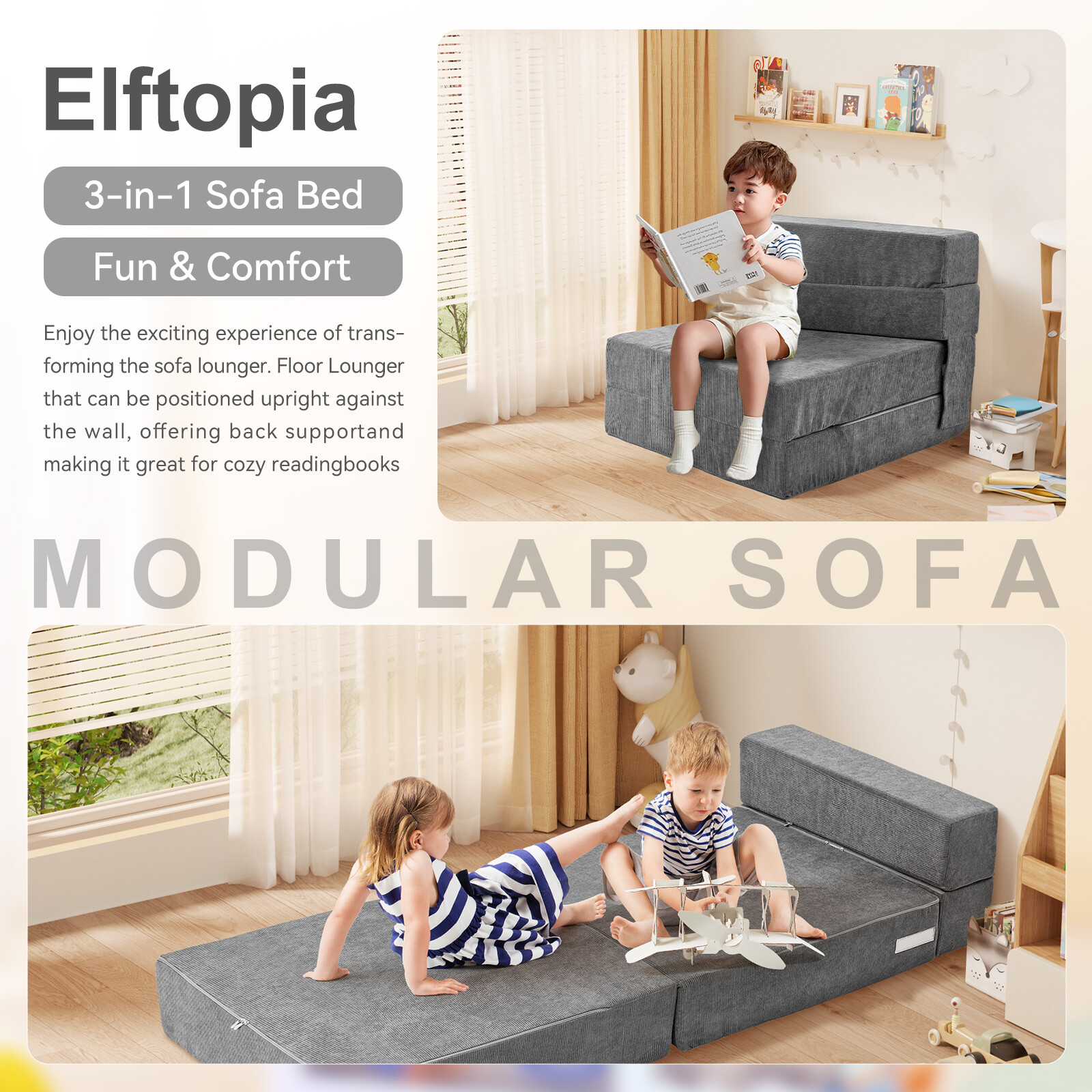 NAIZEA Tri Fold Mattress Memory Foam Mattress Foldable Bed with Washable Cover