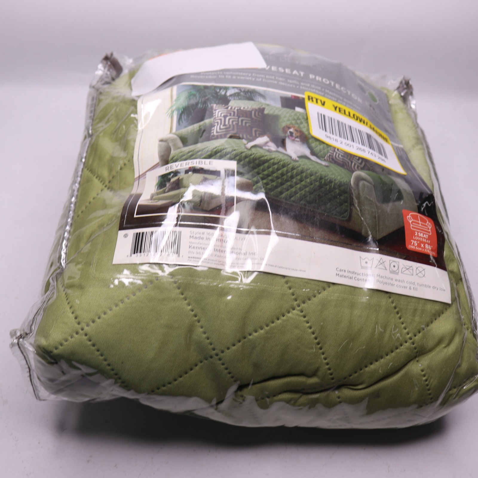 Home Details Quilted Reversible Furniture Protector Slipcover Sage-Olive