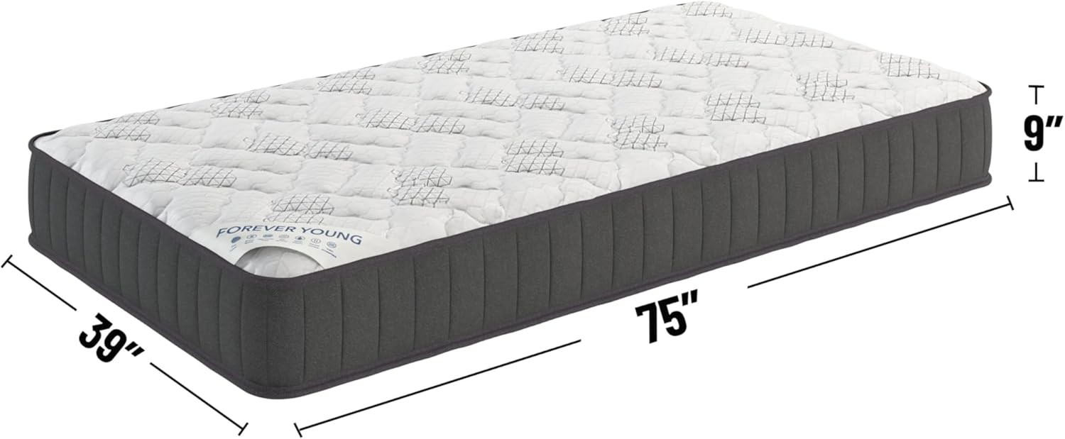 9″ Hybrid Twin Mattress – Firm – Made in – Individually Pocketed Coils &
