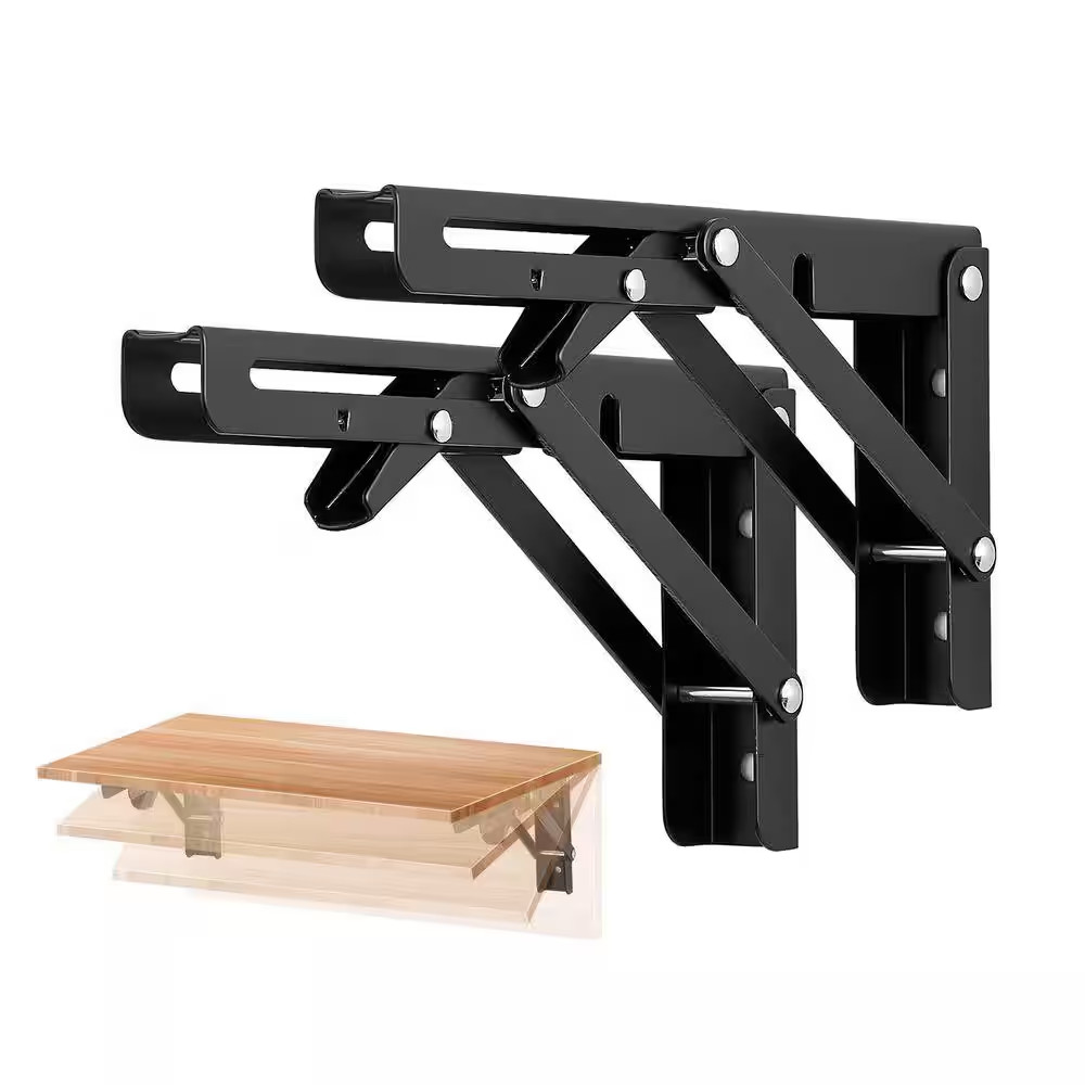 8 In. H Stainless Steel 330 Lb. Load Capacity Folding Shelf Bracket, Matte Black
