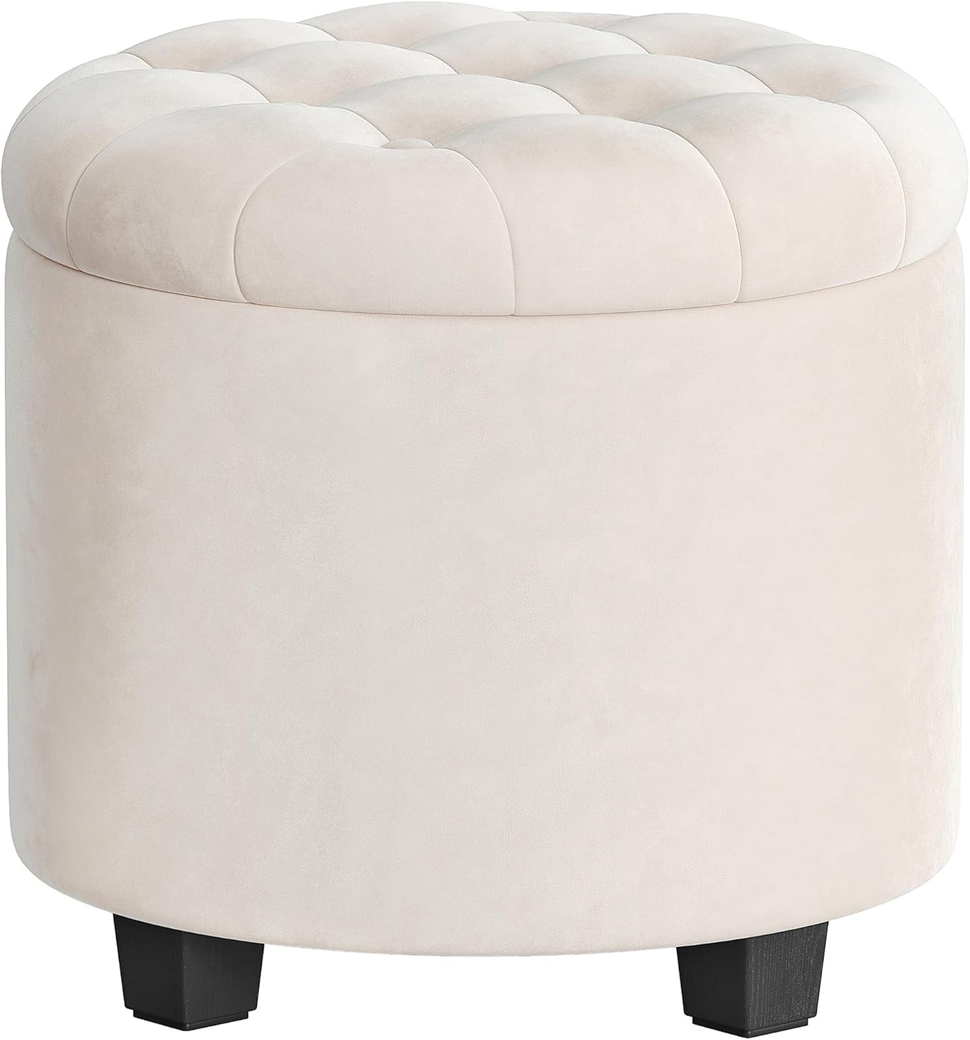 SONGMICS Round Ottoman, Ottoman with Storage,17.7 x 17.7 x 17.5 Inches,Foot Rest