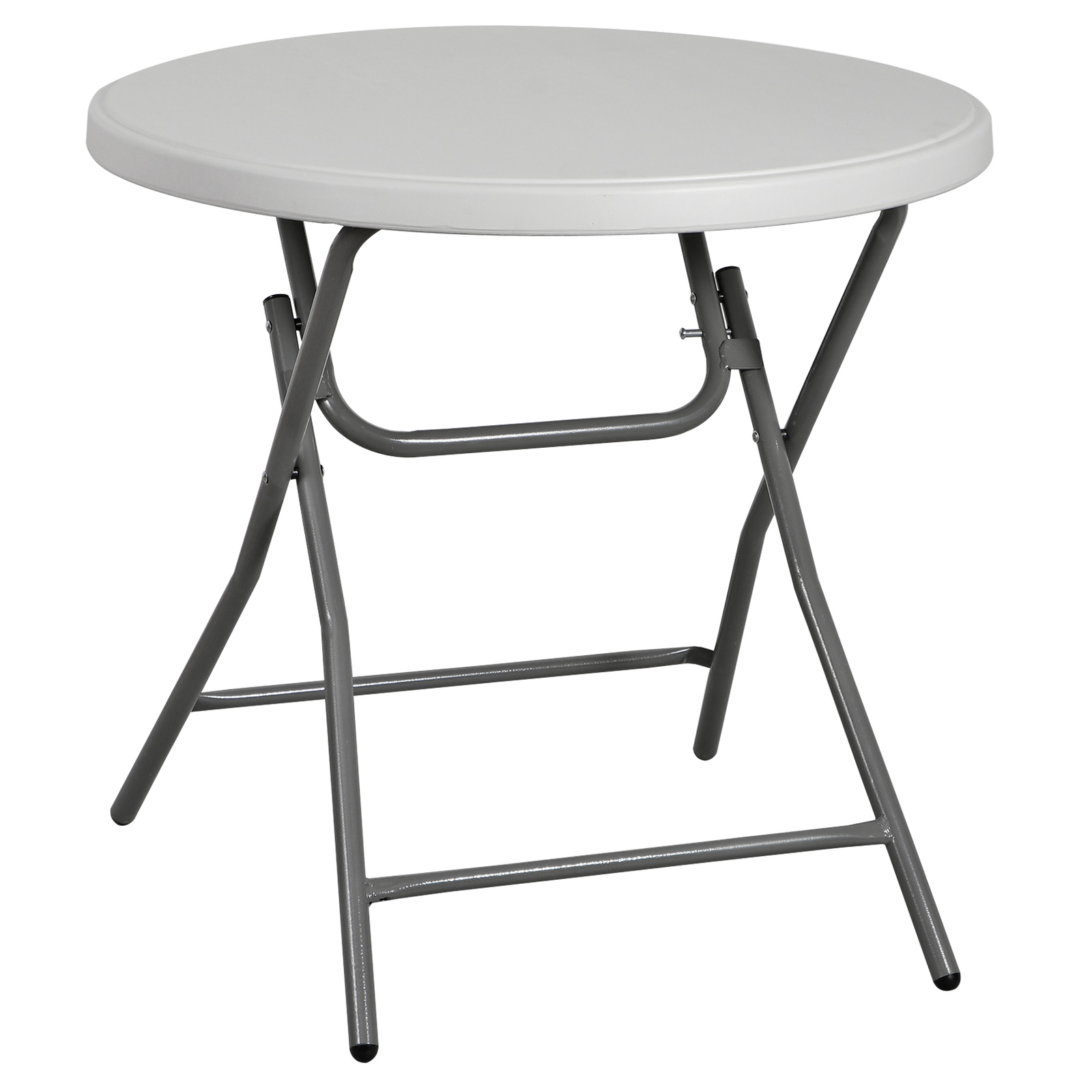 32″ Round Plastic Folding Table Steel Cross Legs Versatile Table Indoor &Outdoor