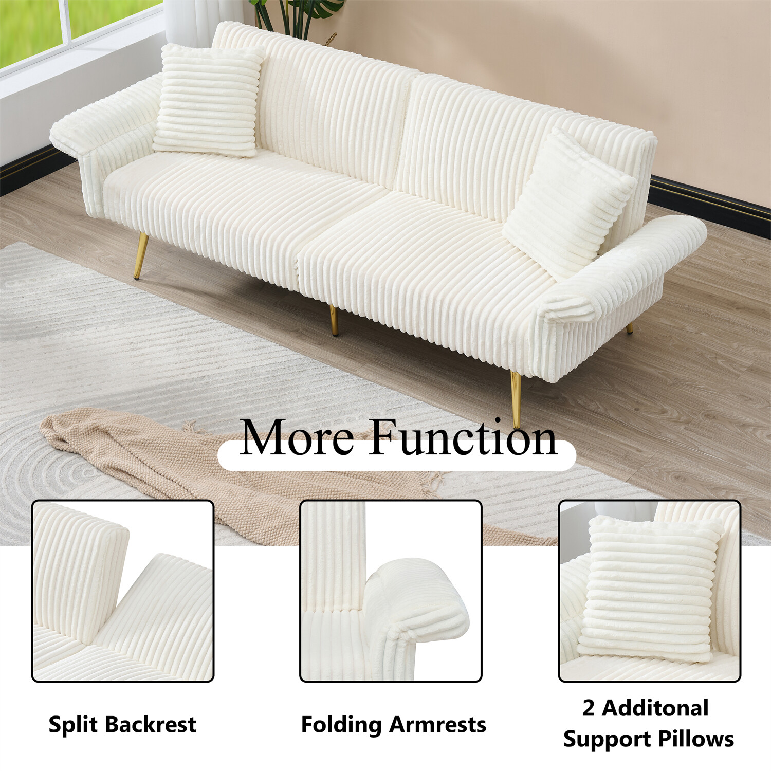 79in Convertible Sleeper Sofa Bed Loveseat Sofa Couch Folding Futon Sofa Bed