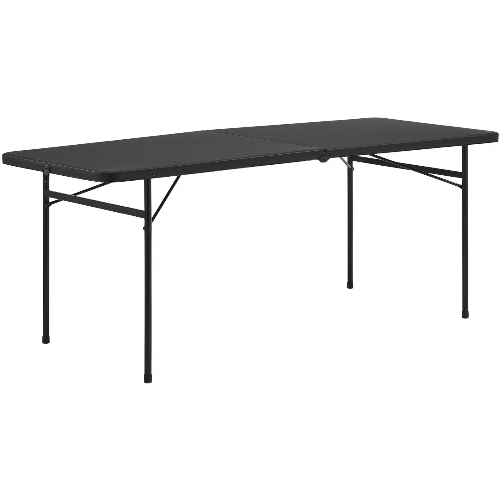 Mainstays 6′ Rectangle Centerfold Folding Table Black Compact Durable Catering